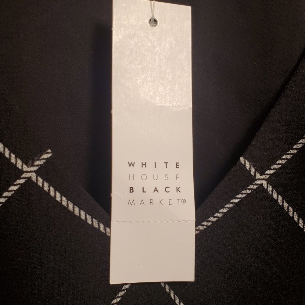 White House Black Market Sleeveless Geometric Smocked Blouse Size 8 NWT - Picture 7 of 11